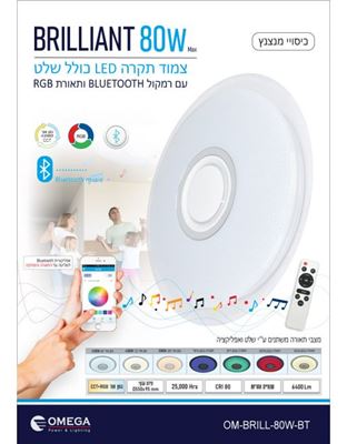 פלפון Brilliant עם תאורת CCT+ RGB ושלט+ רמקול בלוטוס