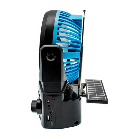 מאוורר משולב רדיו ורמקול בלוטוס טעינה סולארית/USB, כולל פנס לד חזק