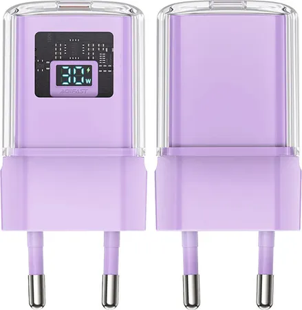 ראש מטען GaN עם יציאת USB-C בעוצמה 30W בצבע סגול ACEFAST